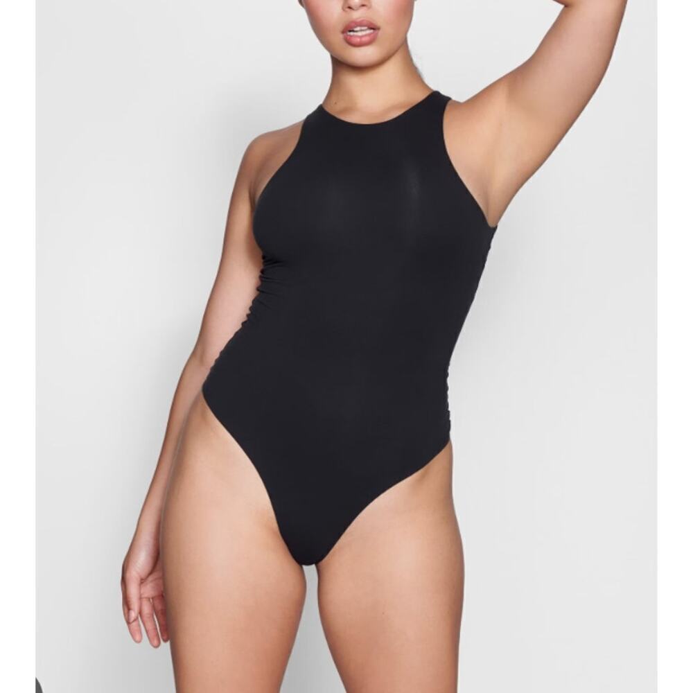 SKIMS Fits Everybody High Neck Sleeveless Tank Bodysuit Onyx Black Size Small